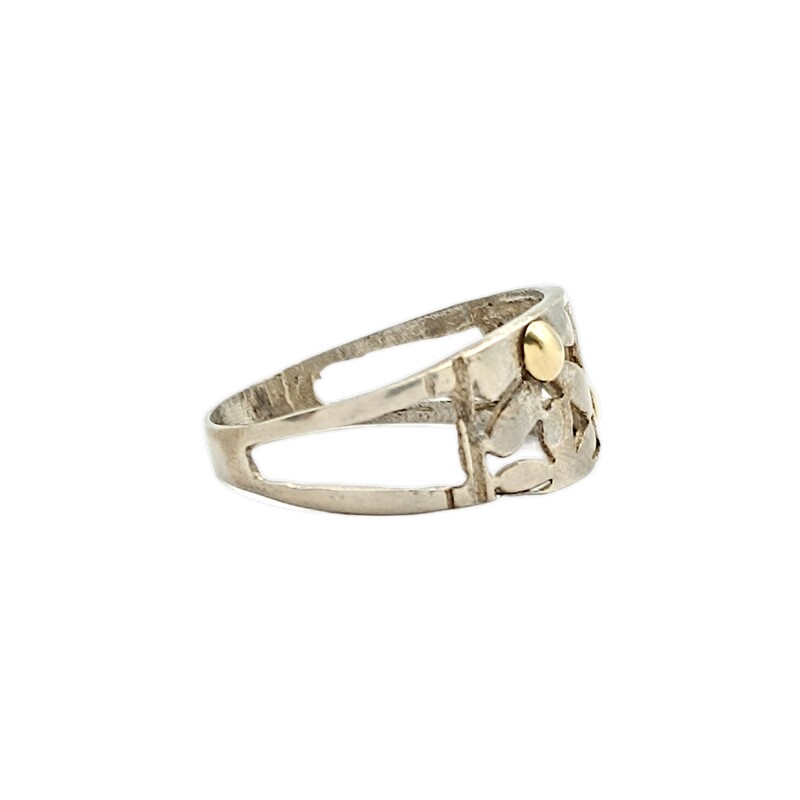 Anillo Flor-Plata y Oro-Sin Piedra-AN5629 sinpiedra