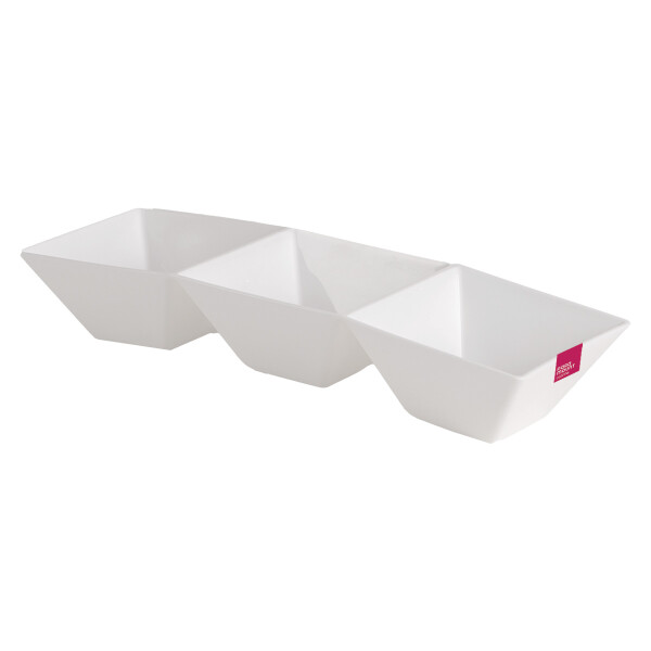 COPETINERO RECTANGULAR CON 3 DIVISIONES LE CHEF BLANCO 35 X 11,5 X 6 CM BLANCO
