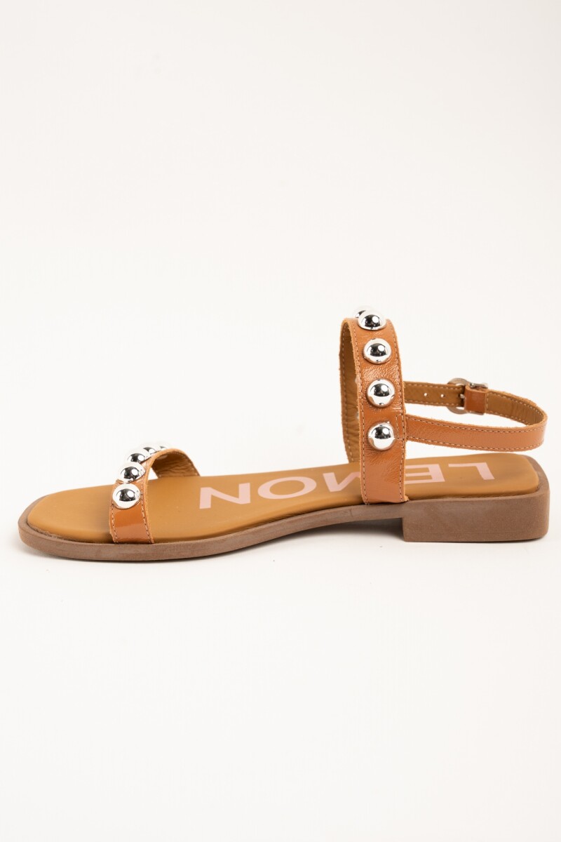 Sandalia Cuero Apliques Camel