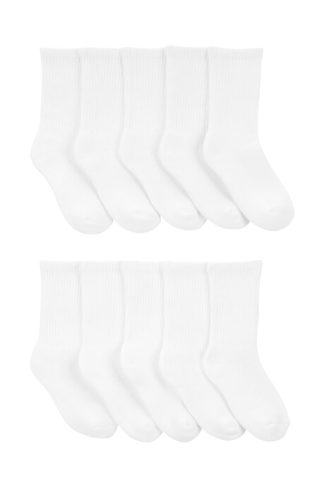 Pack diez pares de medias de algodón, blancas Sin color