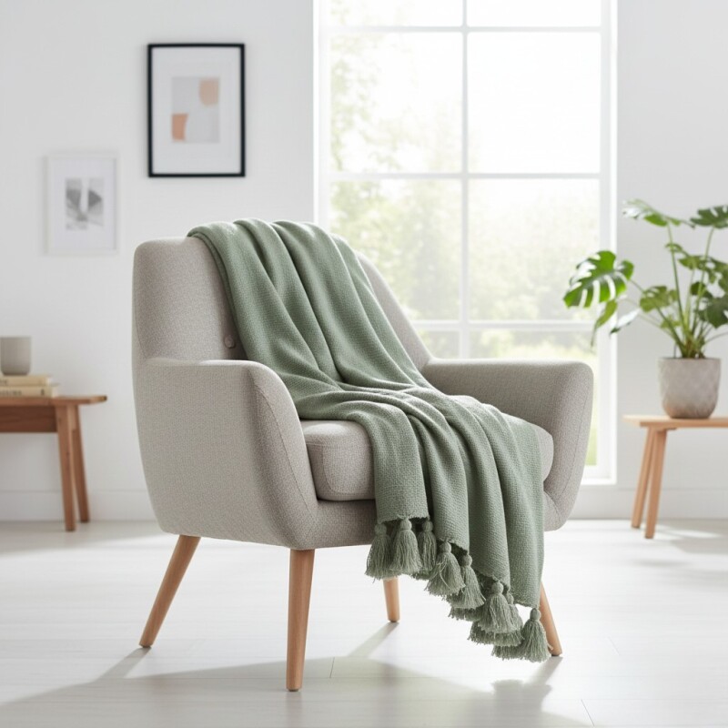 MANTA VERDE C/BORLAS 125X150CM Unica