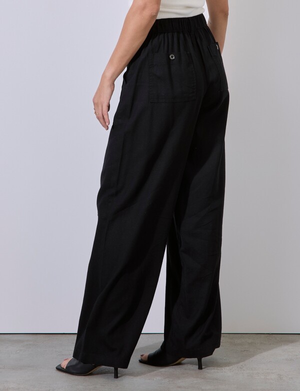 Pantalon Lino Cargo NEGRO