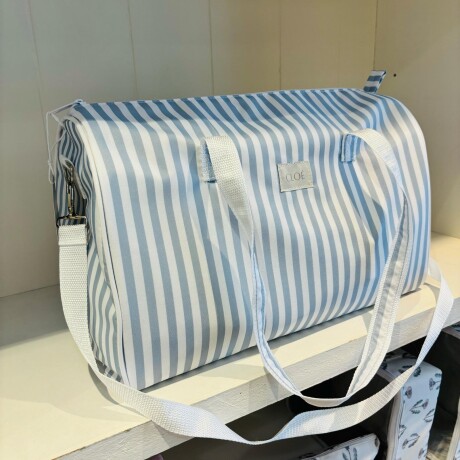 Bolso Duffel Sport Rayas Celeste