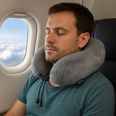 Almohada de viaje con memoria y funda Gris