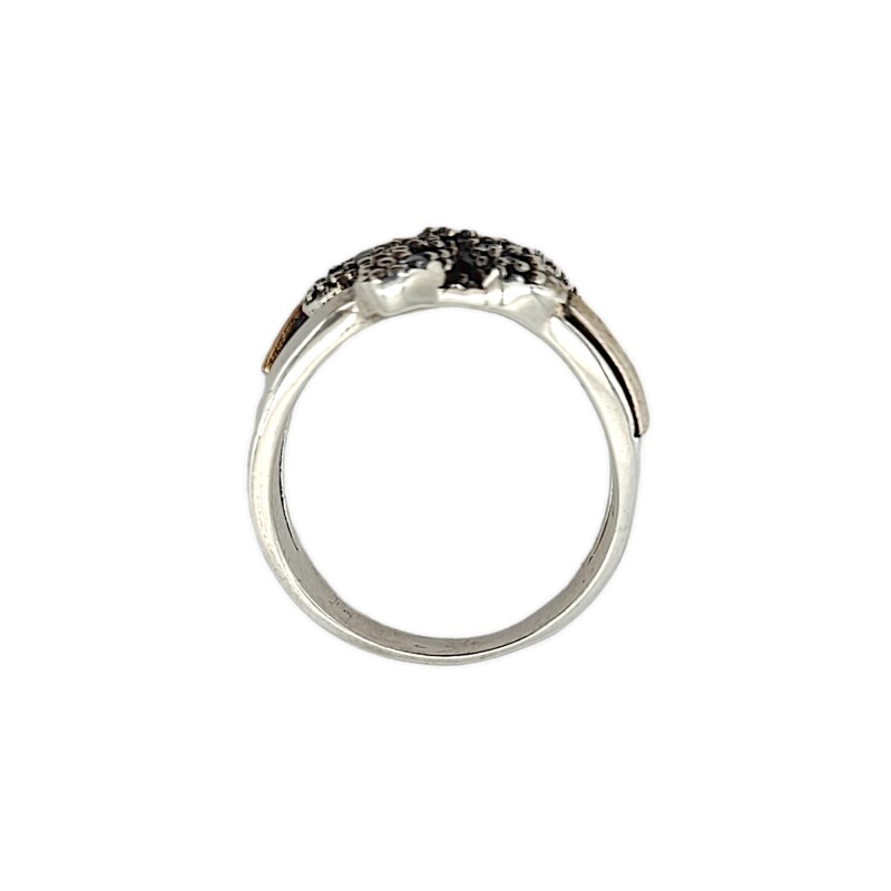 Anillo Flor-Plata y Oro-Piedra Zirconia-AN5293 conpiedra