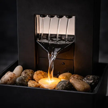 Fuente de Agua electrica con piedras y luz Negro