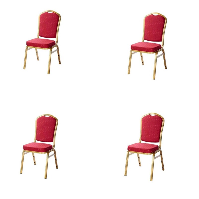 Pack 4 Sillas Hotel Milton Apilables Tapizadas Para Eventos Y Conferencias Rojo