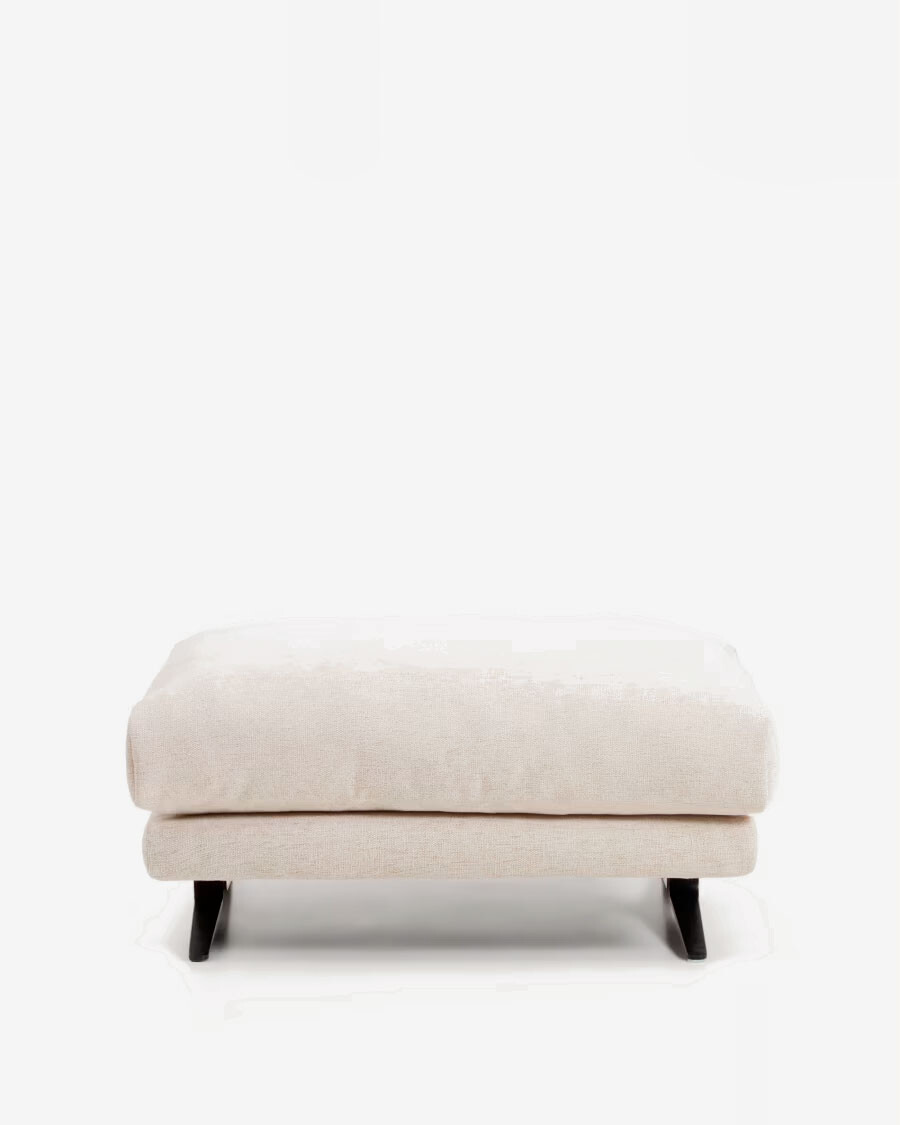 Reposapiés Veliro de chenilla beige y patas de acero con acabado negro 85 x 90 cm FSC Mix Credit Reposapiés Veliro de chenilla beige y patas de acero con acabado negro 85 x 90 cm FSC Mix Credit