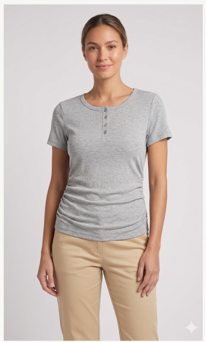 REMERA M/C BASICA FRUNCE - GRIS 