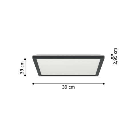 Plafón negro LED cuad. 17,6W blanco dinám. 39x39cm EG3619