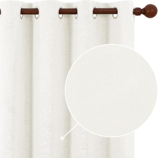 Cortina Blackout 100% Engomada Termica Set 2 Paños Tipo Lino Color Variante Blanco