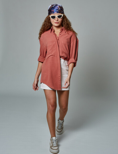 Camisa lino oversize ladrillo