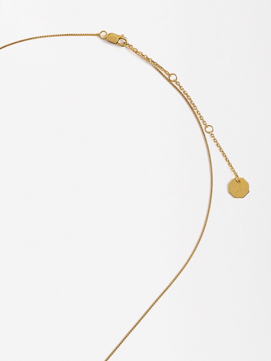 Collar Colgante De Corazón Con Circonitas - Plata De Ley 925 dorado