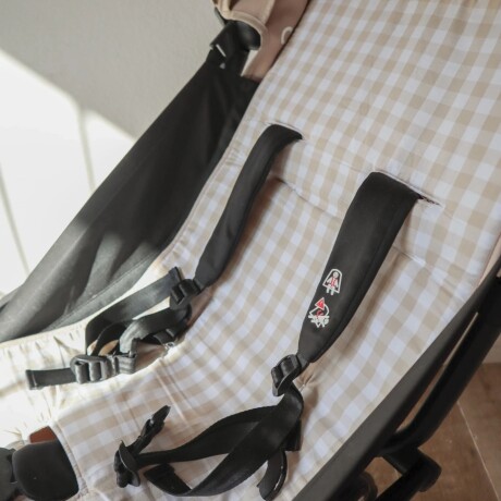 Set Carrito y Paseo - Muselina Chica Vichy Beige + Hyde Park