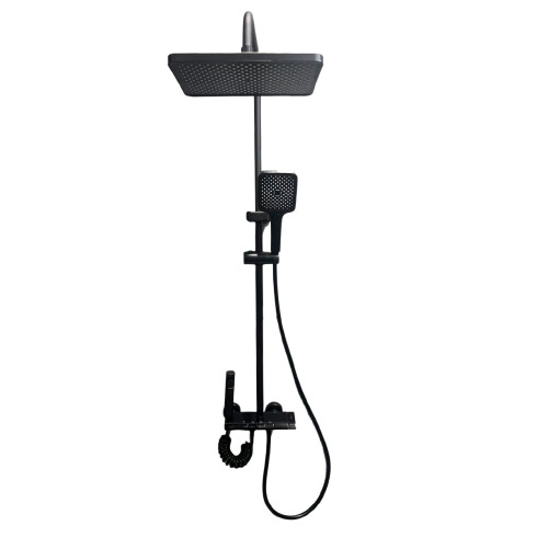 Griferia Barra Ducha Exterior De Aluminio - Color Negro Mate 000