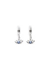 PENDIENTES DE ARO EN ALEACIÓN DE METALES BAÑADOS EN PLATA CON DETALLE DE OJO CON CRISTAL FACETADO AZUL Pendiente