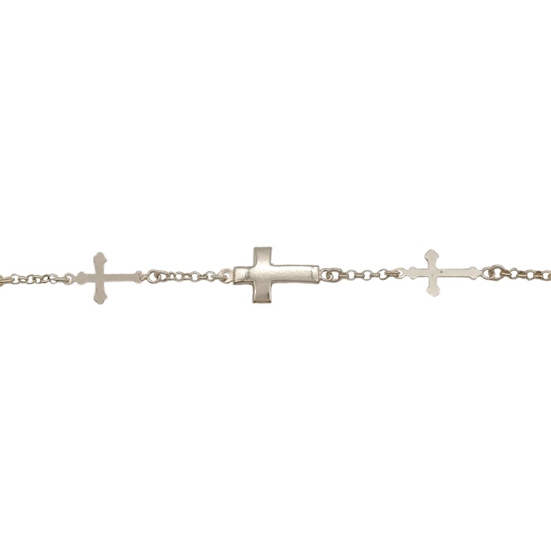 Pulsera Cruces-Plata 925-Sin Piedra-PU3512 sinpiedra