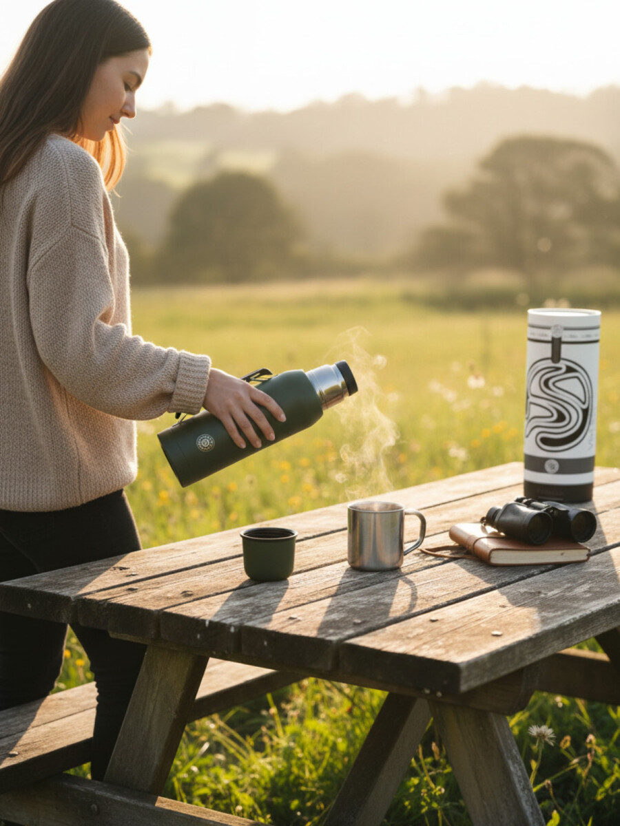 Termo de acero con manija - verde 