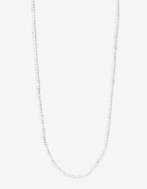 Collares Largos Color Collar Largo Beads Facetados - Blanco Crema
