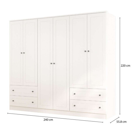 Ropero Americana PLUS 6 puertas 4 cajones 100% MDF Blanco