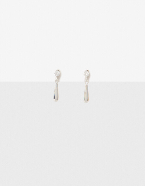 Aros Colgantes Cortos Strass Aros Colgantes Gota Plata 925 - Plateado