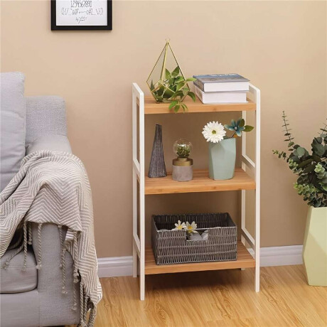 Estanteria 3 Tablas 45X32X80 Cm Bamboo Con Blanco