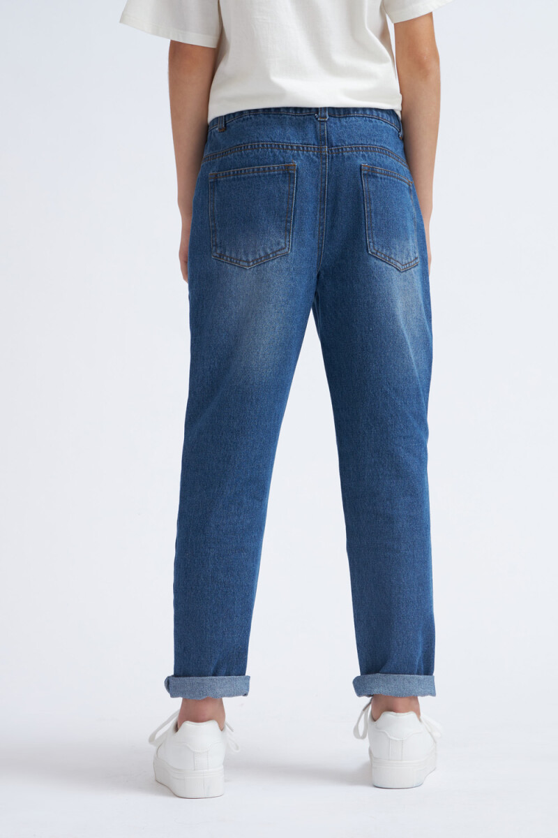 Pantalón de jean Mom Fit Roto Azul