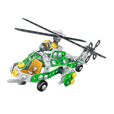 Bloques Construcción STEAM Helicóptero en Acero Inox 177Pzas Verde