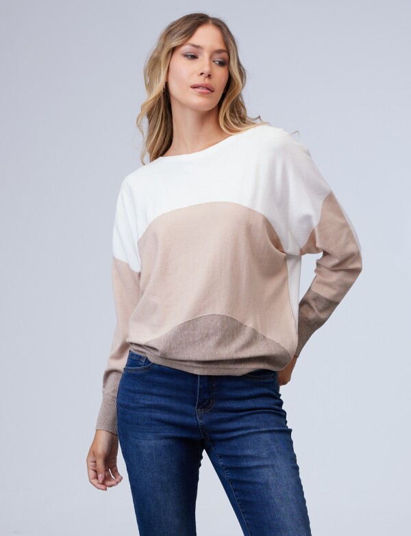 Buzo Dolman Colorblock MULTI/BEIGE