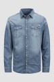 Camisa Clásica De Jean Medium Blue Denim