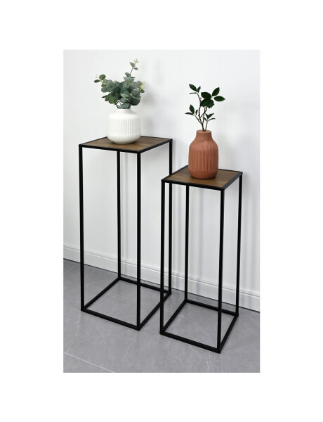 SET 2 MESAS AUX 27X27X70/23X23X60CM MADERA Y METAL SET 2 MESAS AUX 27X27X70/23X23X60CM MADERA Y METAL