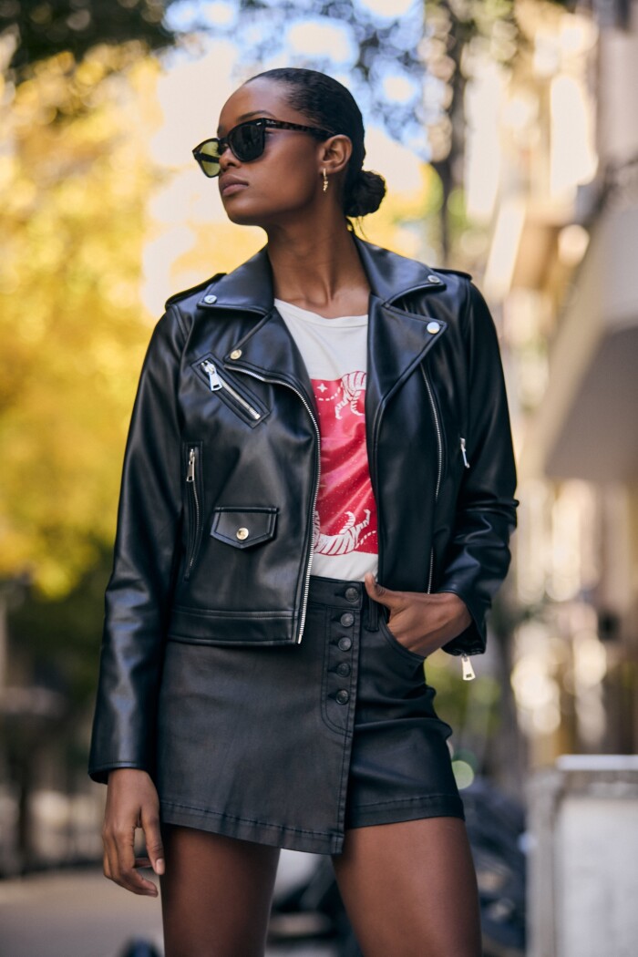 Campera Cuero Vegano Negro