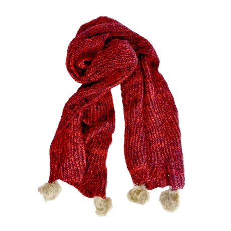 BUFANDA TEJIDA COMBINADA C/POMPONES BUFANDA TEJIDA COMBINADA C/POMPONES