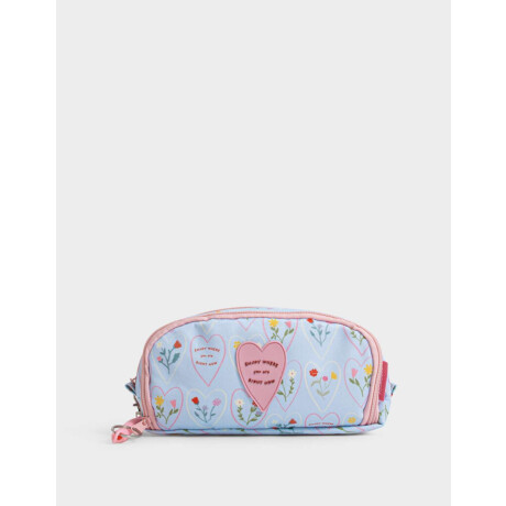 Cartuchera Estampada Con 2 Divisiones Azul Celeste