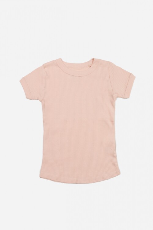 T-shirt básica en rib BEIGE