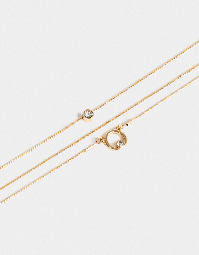 Collares Cortos Con strass Collar Corto Multicadena Strass - Dorado