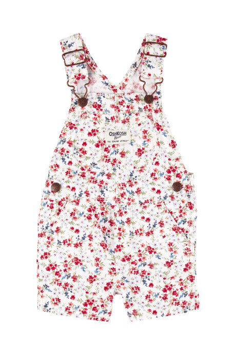 Enterito corto jean diseño floral. Talles 3-24M Sin color