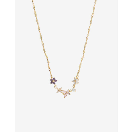 Collar Con Forcitas De Cubic Zirconia Dorado