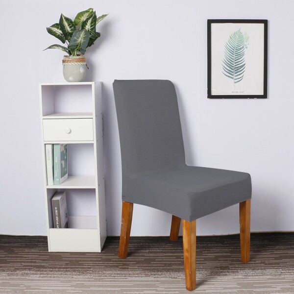 Funda Para Silla Comedor Cubre Asiento Elastizada Y Lavable Variante Color Gris Oscuro
