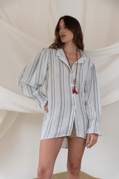 Stripes Beach Shirt Celeste