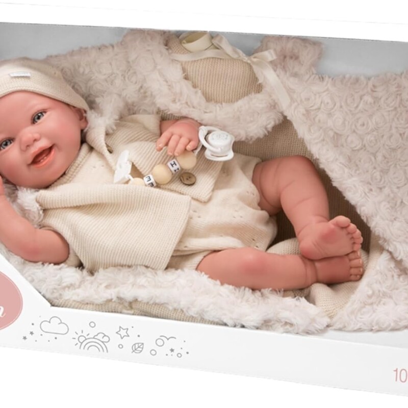 Arias - Muñeca Reborn Diego de 45 cm, bebé con Ropa Beige Arias - Muñeca Reborn Diego de 45 cm, bebé con Ropa Beige