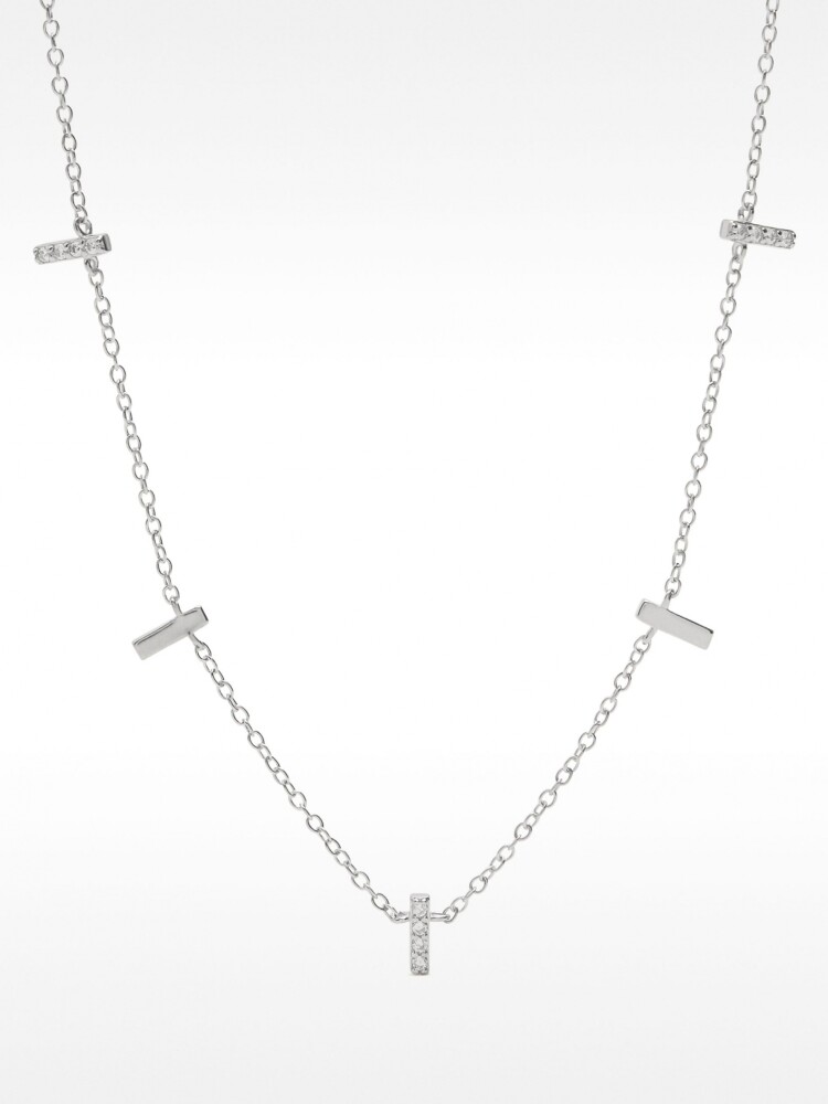 Collar Con Barras Y Circonitas - Plata De Ley 925 plateado