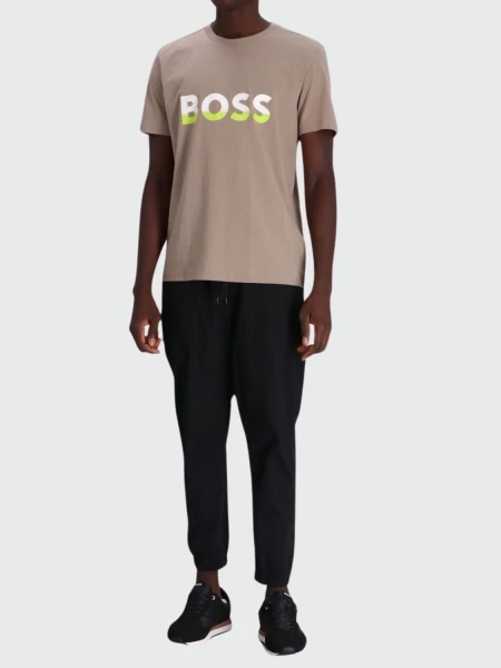 Hugo Boss -Remera de algodón con logo, regular fit, TEE 1 Beige