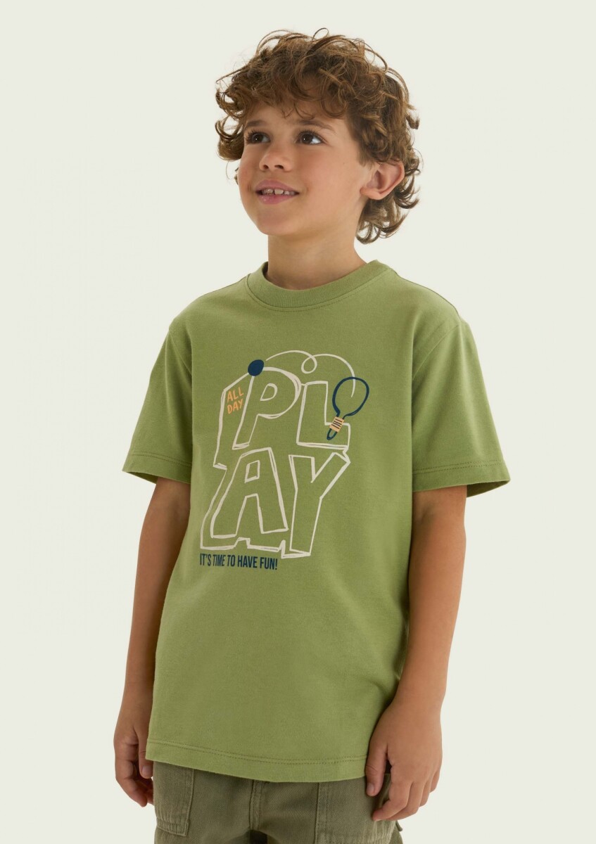 CAMISETA BÁSICA CON ESTAMPA - VERDE 