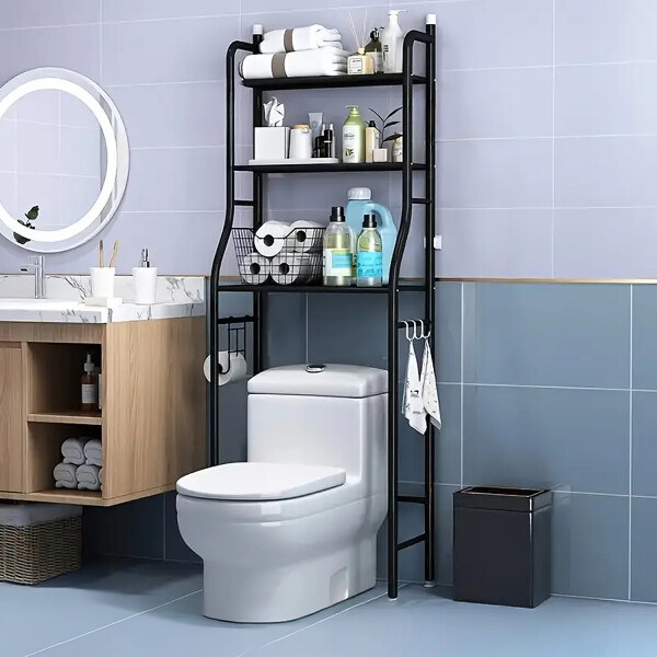 Estantes Armario Mueble Organizador Baño Inodoro Metal Acero Imback Color Negro Estantes Armario Mueble Organizador Baño Inodoro Metal Acero Imback Color Negro