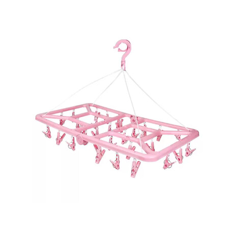 Tendedero portátil 32 palillos rectangular plástico ROSA