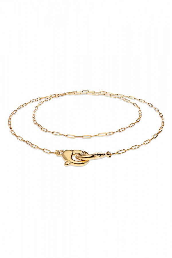 COLLAR LARGO BAÑADO EN ORO 18K CON MOSQUETON ENTRELAZADO Colgante