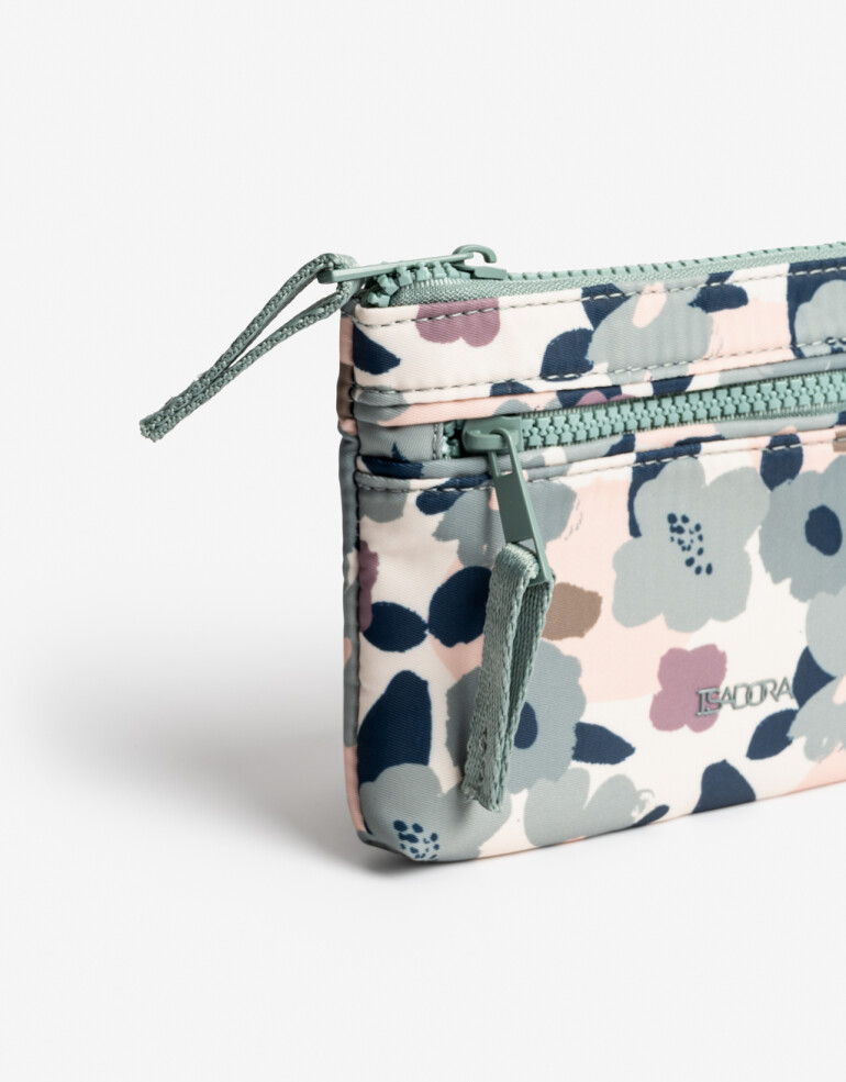 Monederos Nylon Monedero Nylon Con Bolsillo - Estampado Flores