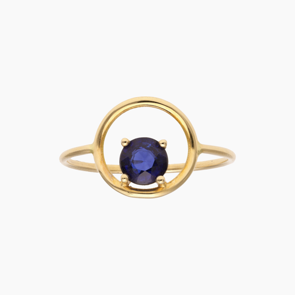 Anillo En Oro 18k Con Zafiro Central 