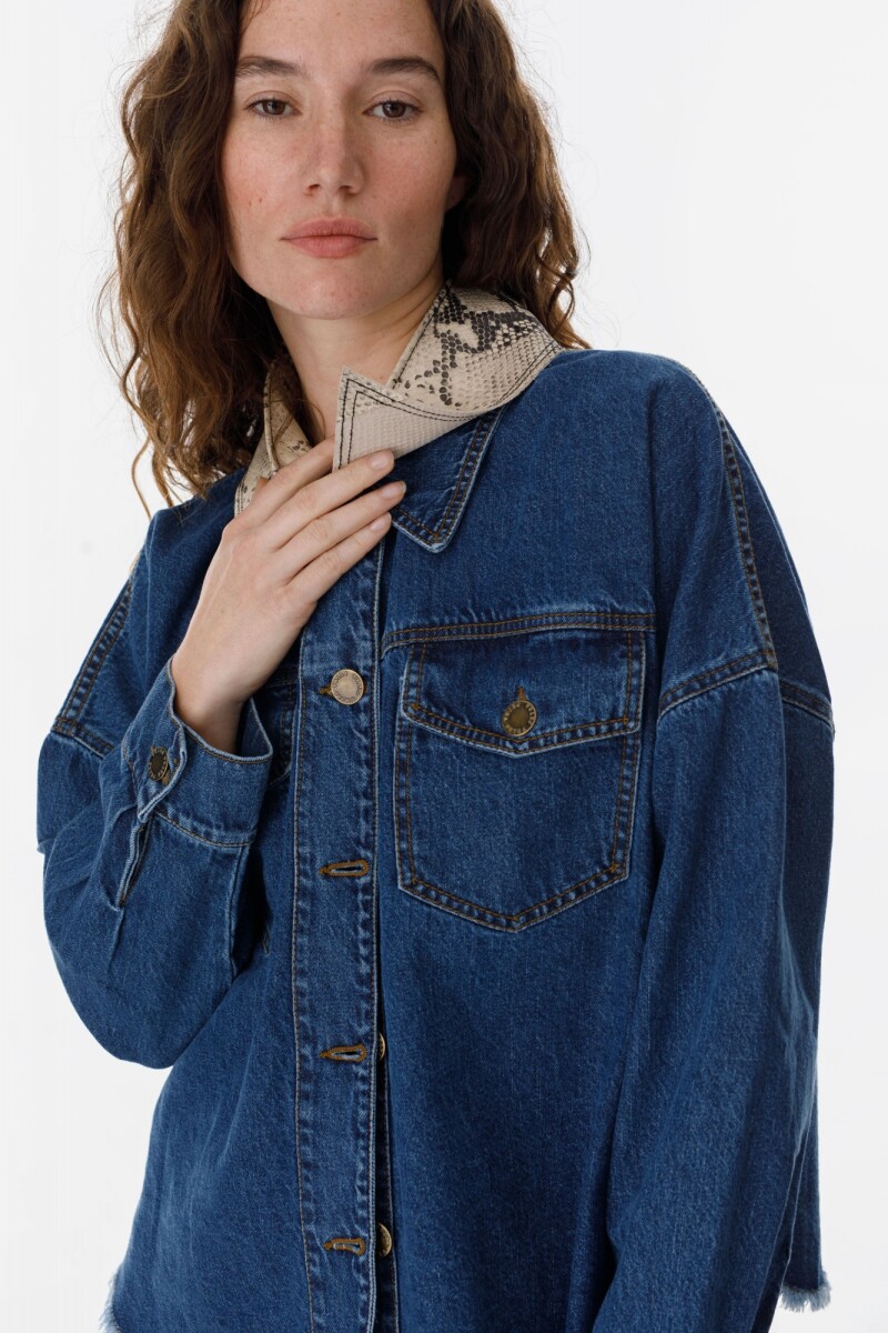 Camisa Olivia - Azul - Cuello Beige 